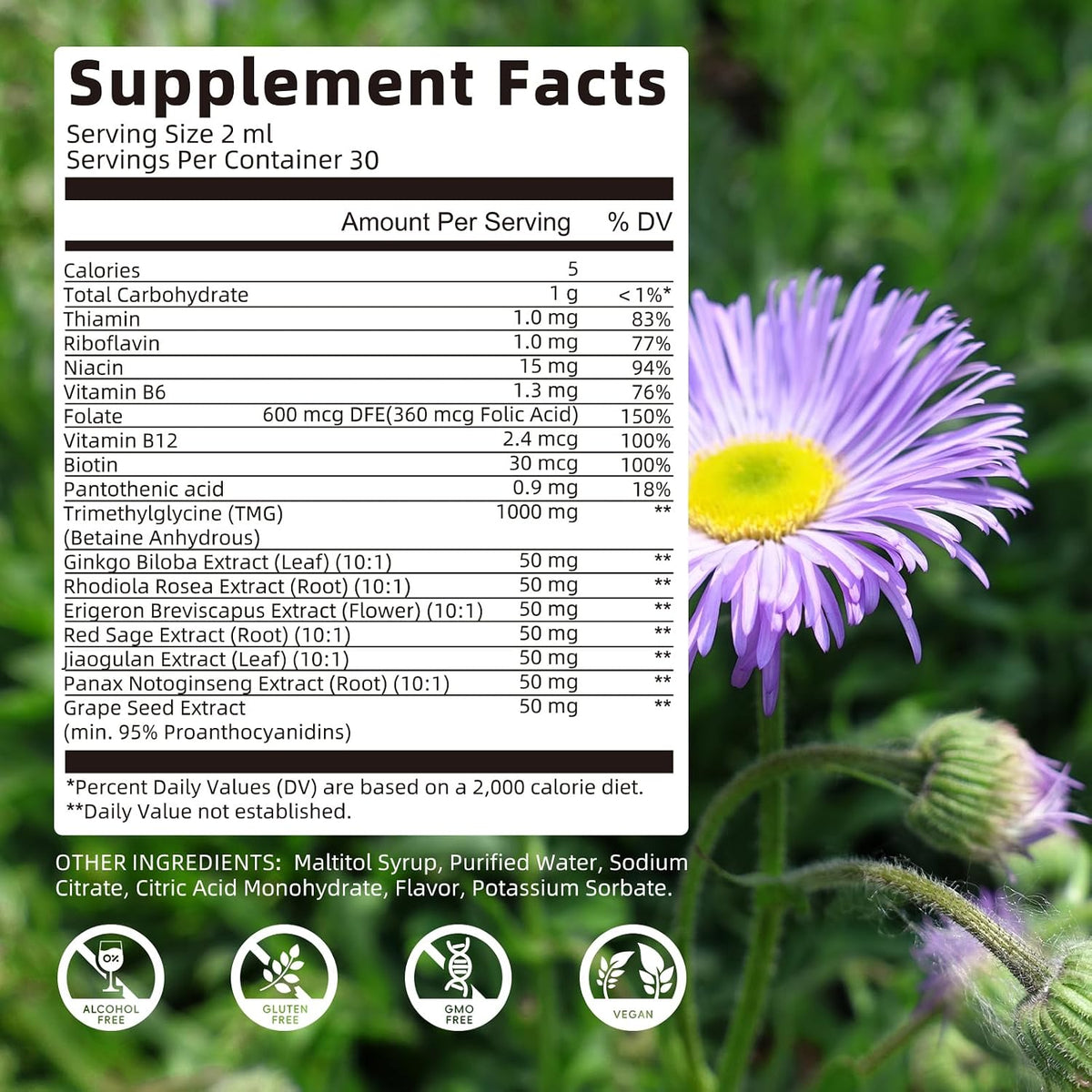 TMG Supplement 1000mg – Trimethylglycine Liquid Drops, High Absorption Betaine, Supports Methylation, Liver Health & Cognitive Function, Non-GM, Vegan, Blood Orange Flavour, 60 ml (2 Pack) - görsel 7