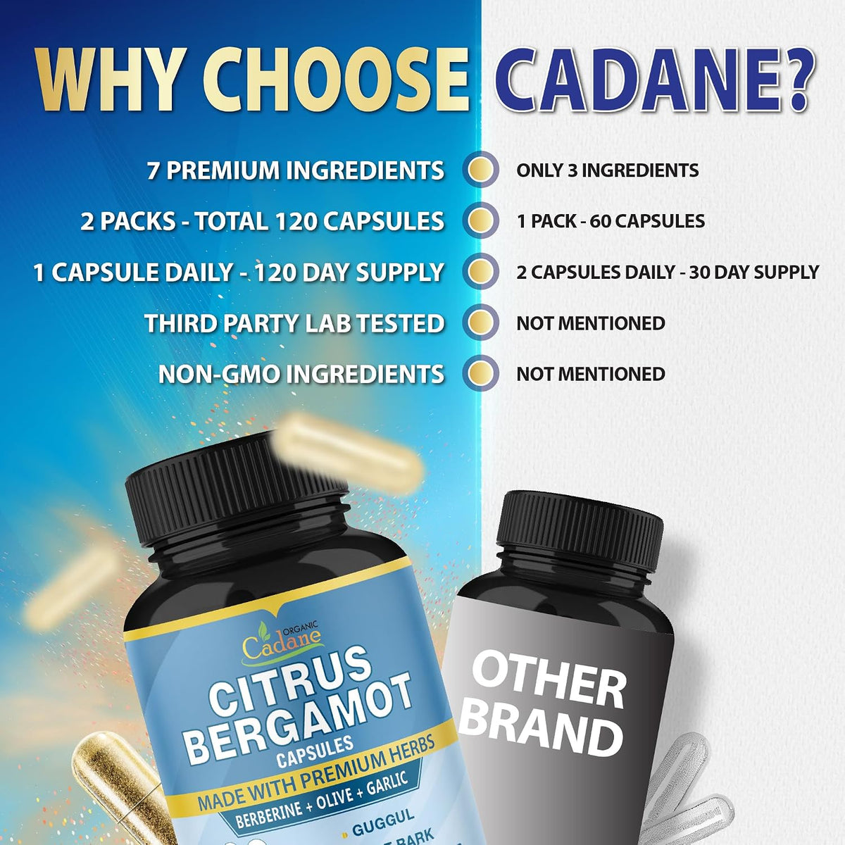 Cadane Citrus Bergamot Extract Capsules with Berberine and Herbal Blend – 2 Pack (120 Capsules, 4 Month Supply) - görsel 7