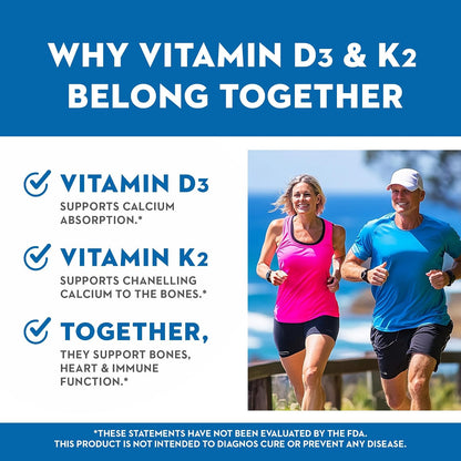 Vitaminerals Vitamin D3 + K Complex | 2500 IU D3 & 80 mcg K | 60 Veggie Capsules