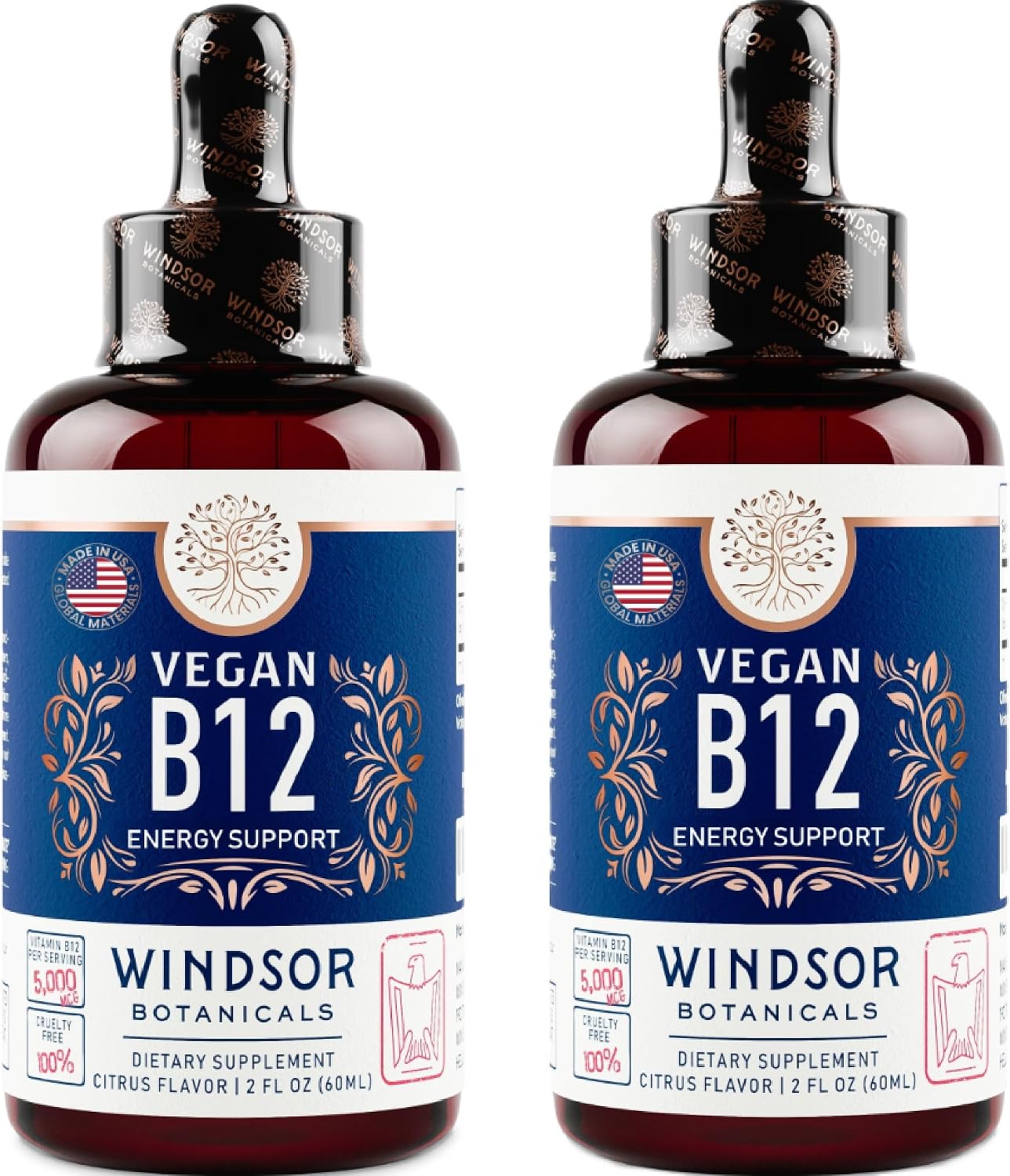 WINDSOR BOTANICALS Vegan Vitamin B12 Liquid – Max Strength 5000 mcg Methylcobalamin Sublingual Drops – Citrus Flavour - görsel 9