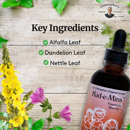 Dr. Christopher's Kid-E-Mins Vitamins & Minerals - Natural Orange Flavour - Children's Liquid Multivitamin - 59 ml