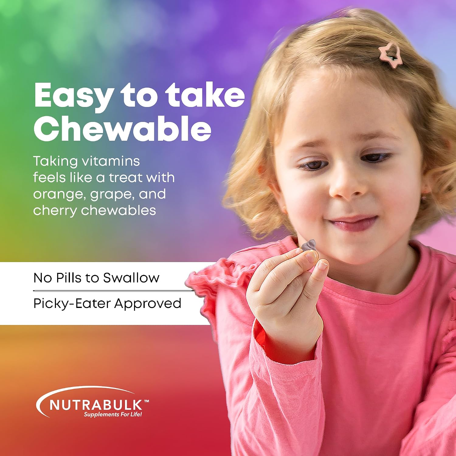 NutraBulk Children's Multivitamin – Chewable Animal Shapes & Fruity Flavours, No Artificial Colours, 1000 Tablets - görsel 3