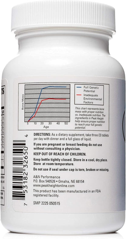 Peak Height Growth Supplement - Once Daily Bone Health & Height Support for Children, Teenagers, and Adults - Year's Supply (12 Pack)
