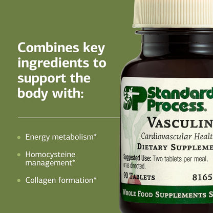 Standard Process Vasculin - Cardiovascular & Heart Health Support - 90 Tablets (45 Servings)