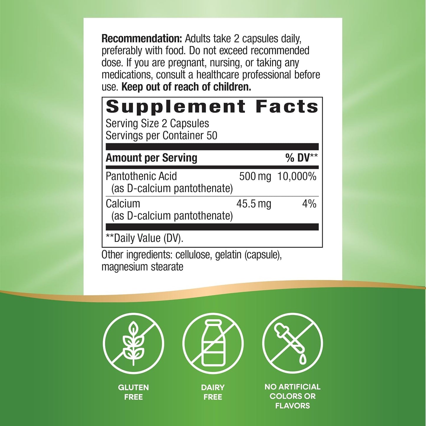 Nature's Way Pantothenic Acid 500mg - Supports Energy Metabolism, 100 Capsules - görsel 5