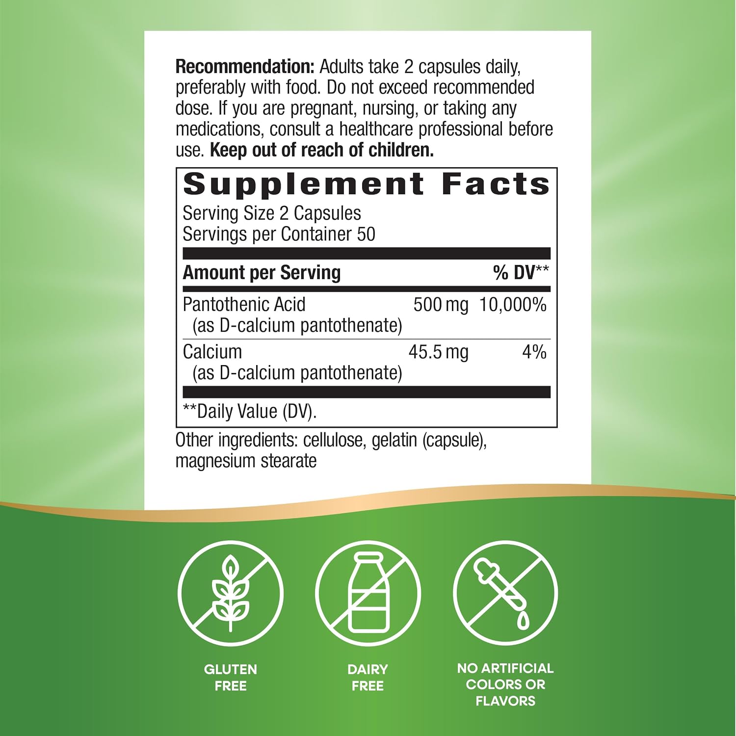 Nature's Way Pantothenic Acid 500mg - Supports Energy Metabolism, 100 Capsules - görsel 5