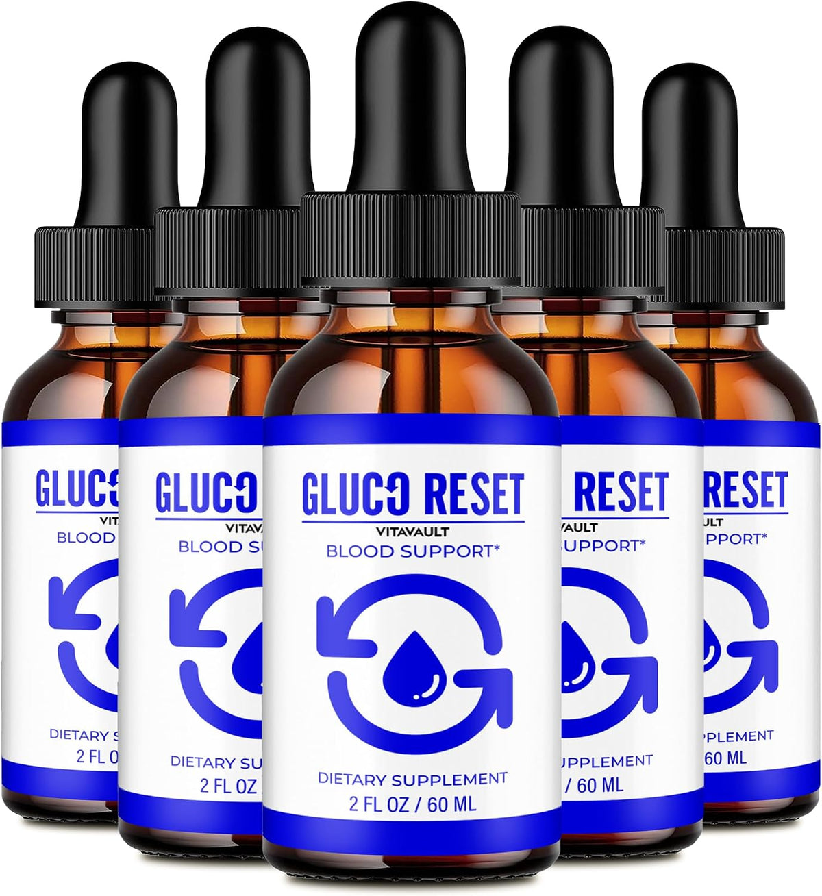 Vitavault Gluco Reset Drops - Maximum Strength Liquid Supplement (5 Pack) - görsel 1