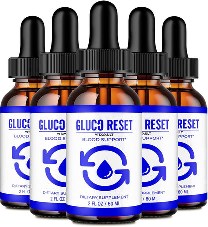 Vitavault Gluco Reset Drops - Maximum Strength Liquid Supplement (5 Pack)