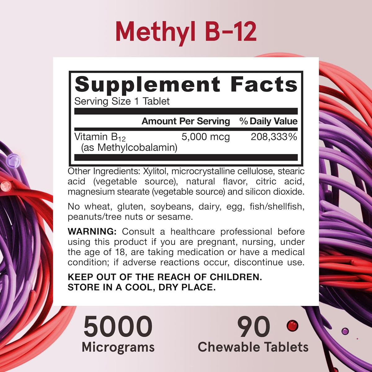 Jarrow Formulae Vitamin B12 5000 mcg – Maximum Strength for Energy & Nervous System Support, 90 Cherry Chewable Tablets - görsel 6