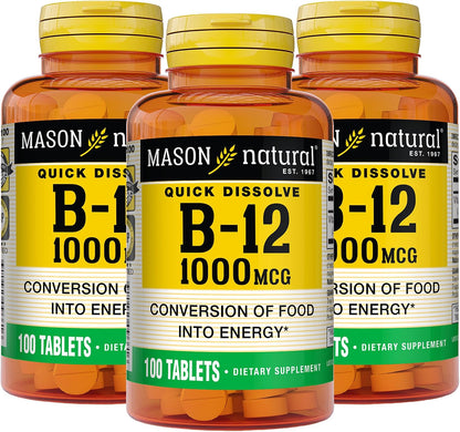 Mason Natural Vitamin B12 1000 mcg Quick Dissolve Tablets, 200 Count