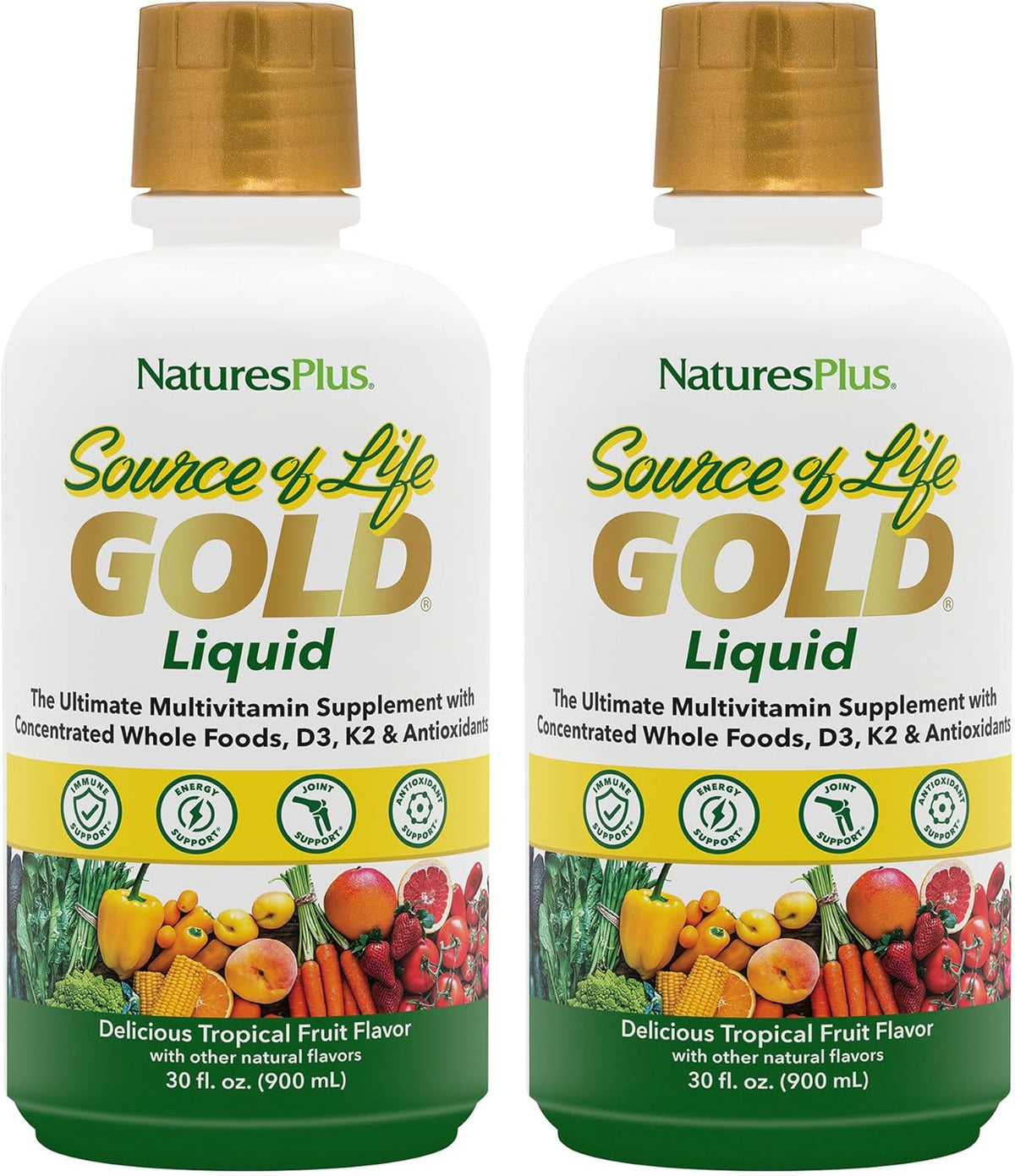 NaturesPlus Source of Life GOLD Multivitamin Liquid - 30 fl oz (approx. 887 ml) (Pack of 2) - görsel 1