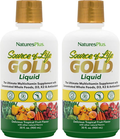 NaturesPlus Source of Life GOLD Multivitamin Liquid - 30 fl oz (approx. 887 ml) (Pack of 2)