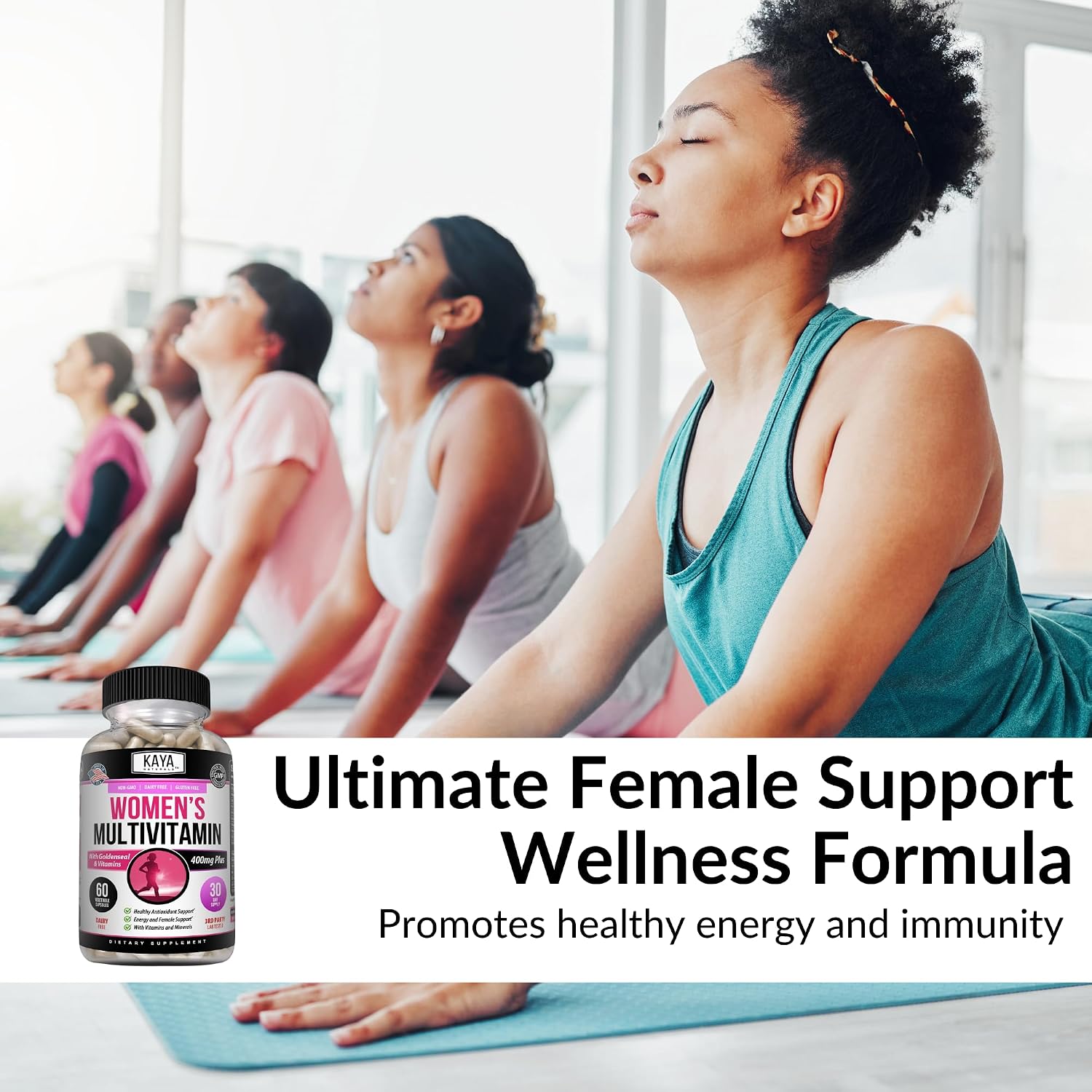 Kaya Naturals Women's Multivitamin – Overall Health, Antioxidant & Immune Support with Vitamins A, C, D, E, Biotin, Folic Acid & Multi-Mineral - görsel 3