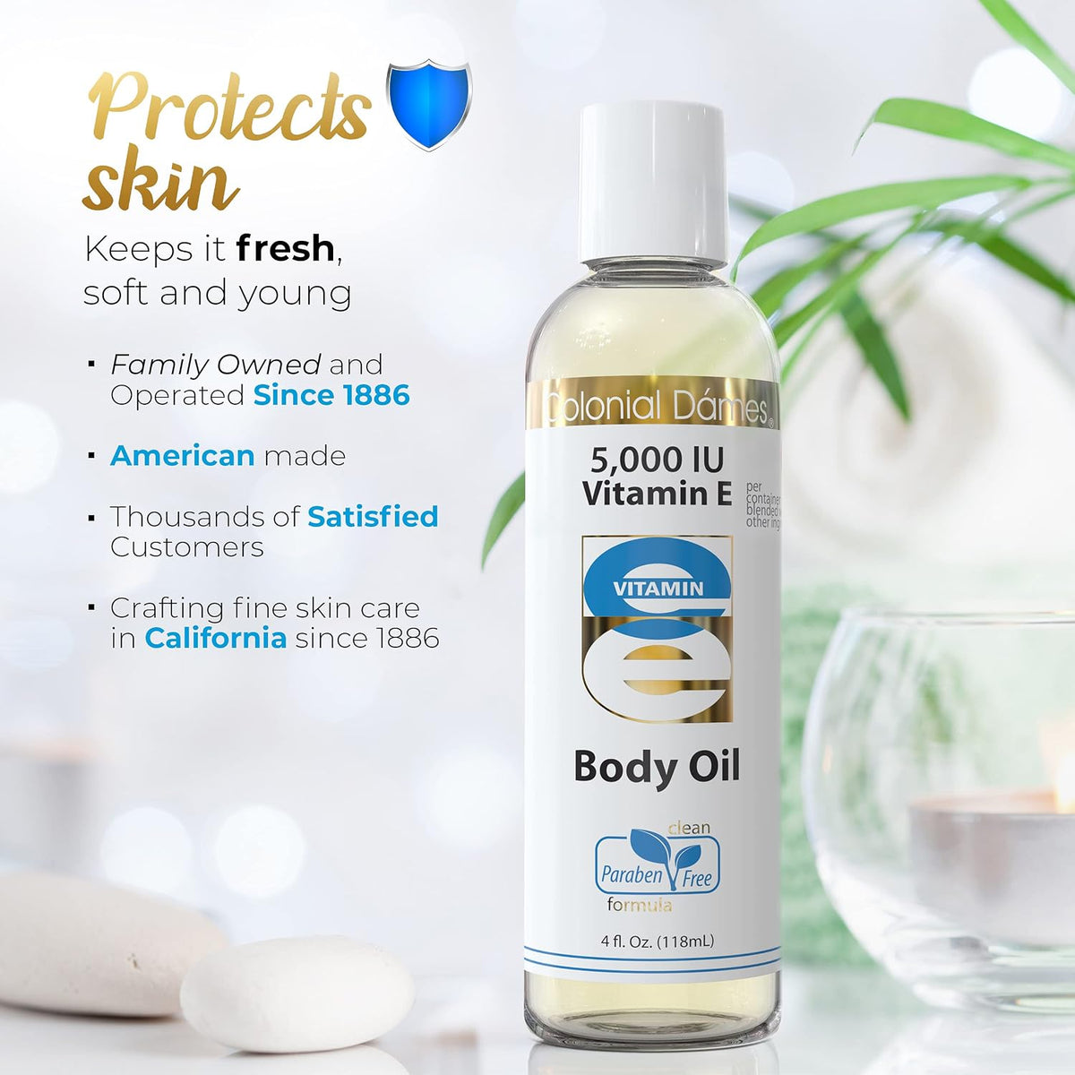 Colonial Dames 5,000 IU Vitamin E Oil Blend Skin Therapy Oil for Whole Body Vitamin E Body Oil for Hydrated Healthy Skin - görsel 4