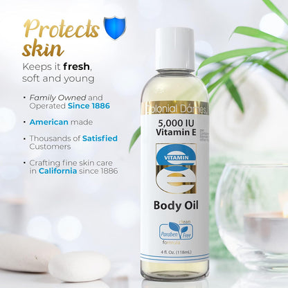 Colonial Dames 5,000 IU Vitamin E Oil Blend Skin Therapy Oil for Whole Body Vitamin E Body Oil for Hydrated Healthy Skin