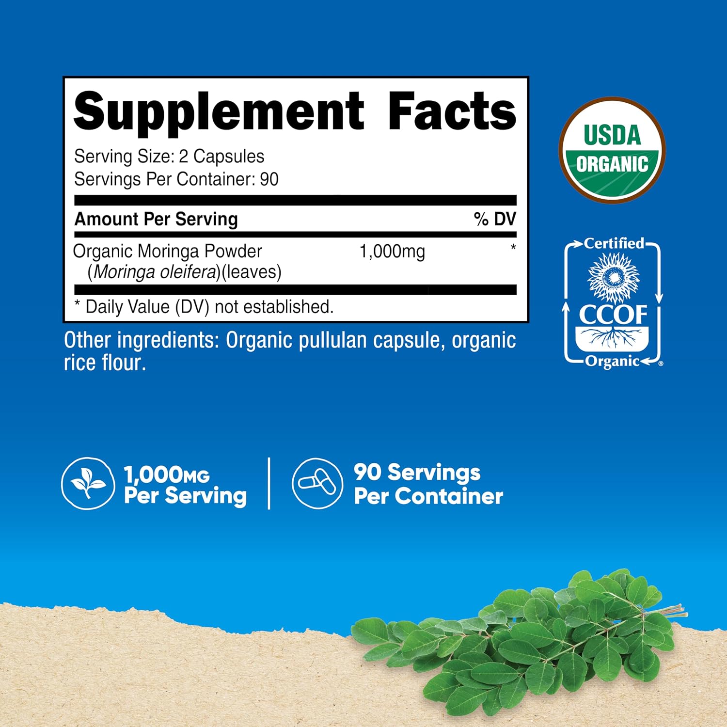Nutricost Moringa Capsules 500mg, 180 Capsules (90 Servings) – Vegetarian, Non-GMO, Gluten-free - görsel 2