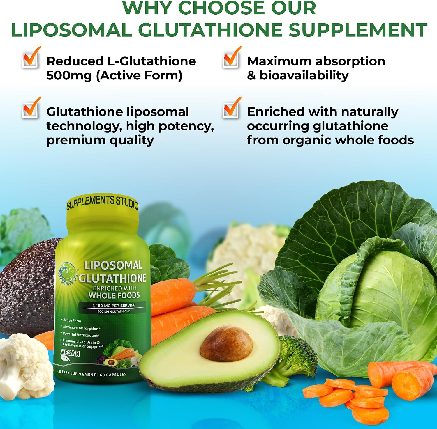 Liposomal Glutathione 500mg - Active Form L-Glutathione (Reduced) – 60 Count - görsel 2