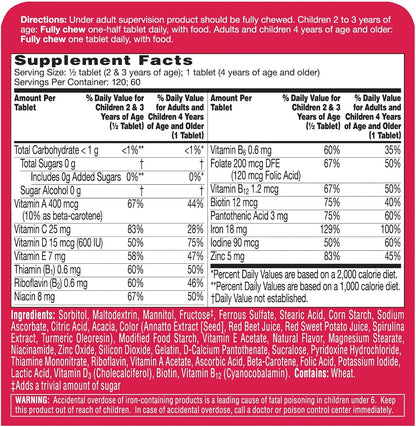 Flintstones Plus Iron Chewable Vitamins - 60ct
