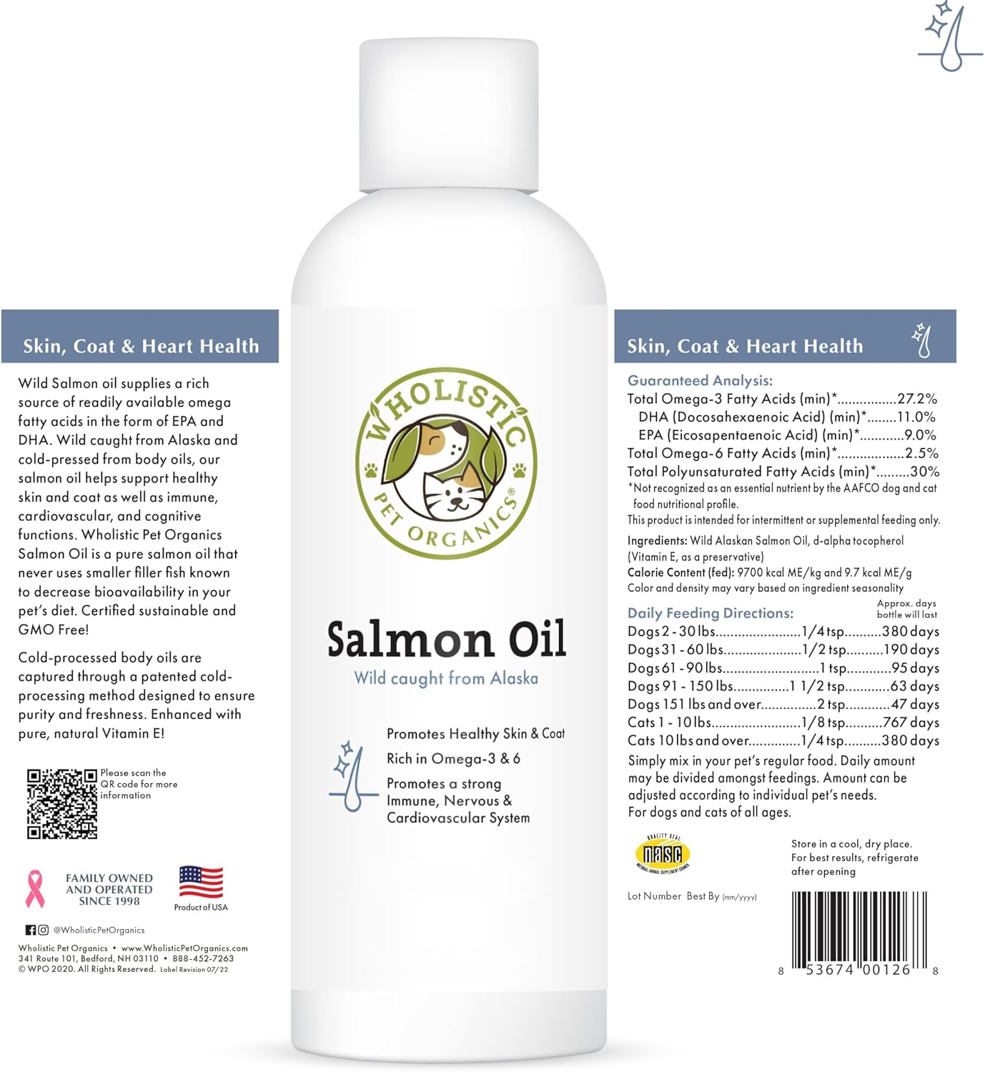Wholistic Pet Organics Wild Alaskan Salmon Oil for Dogs and Cats – Omega-3 Fish Oil Supplement – 4 oz (118 ml) - görsel 9
