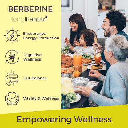 Berberine 500mg HCl Extract – from Berberis Aristata Vulgaris, 180 Vegetarian Capsules, Traditional Digestive Supplement for General Wellness, 6-Month Supply, Non-GMO, 1000mg per Serving, GMP Certified, USA-made