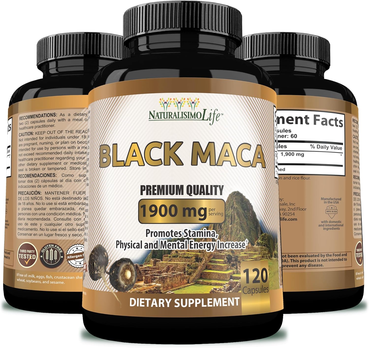 Organic Black Maca 1,900 mg per Serving – Natural Energy Support, Peruvian Maca for Men & Women, 120 Capsules - görsel 4