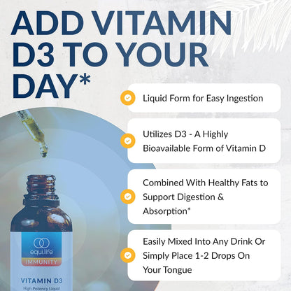 Equilife Vitamin D3: High Potency Liquid Drops, Non-GM, 0.40 fl oz (11.8 ml)