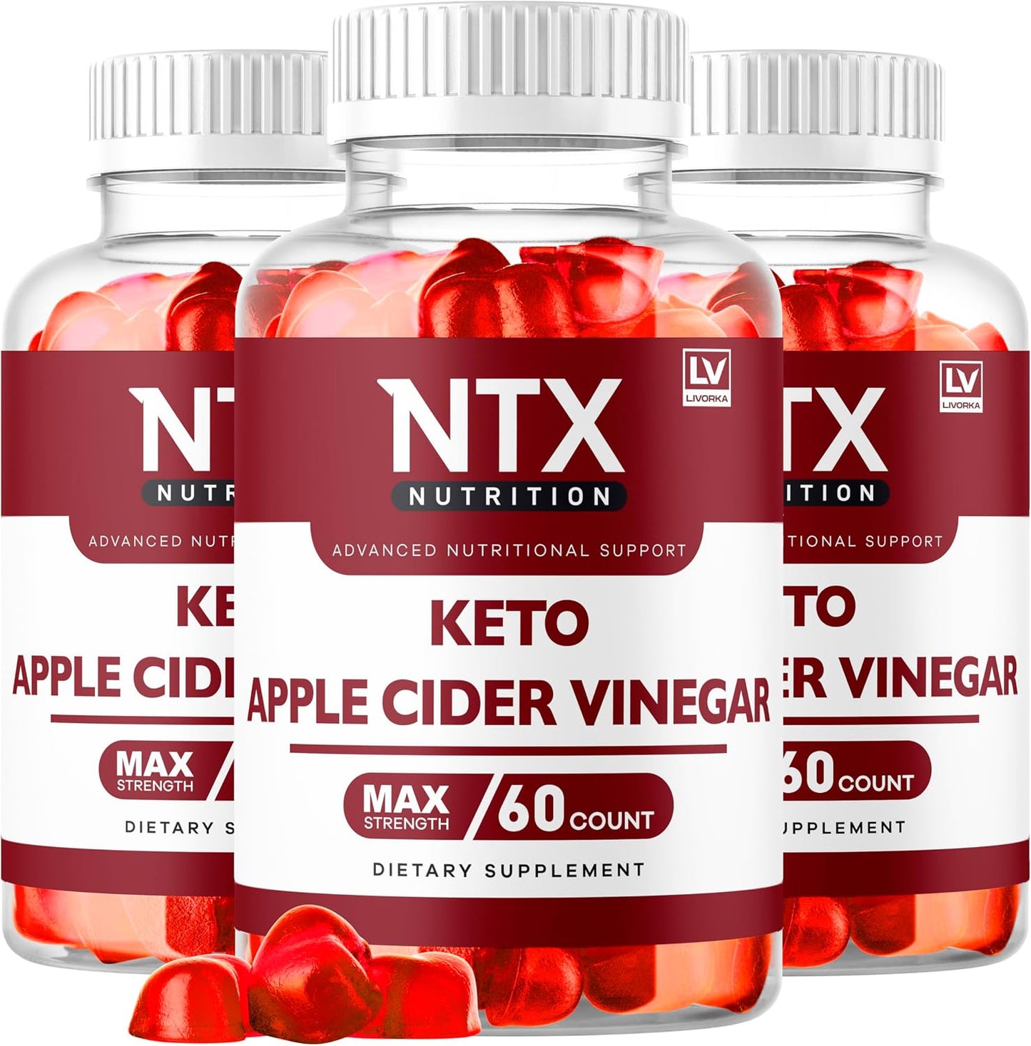 NTX Keto Gummies - Apple Cider Vinegar Supplement (3 Pack, 180 Gummies) - görsel 1