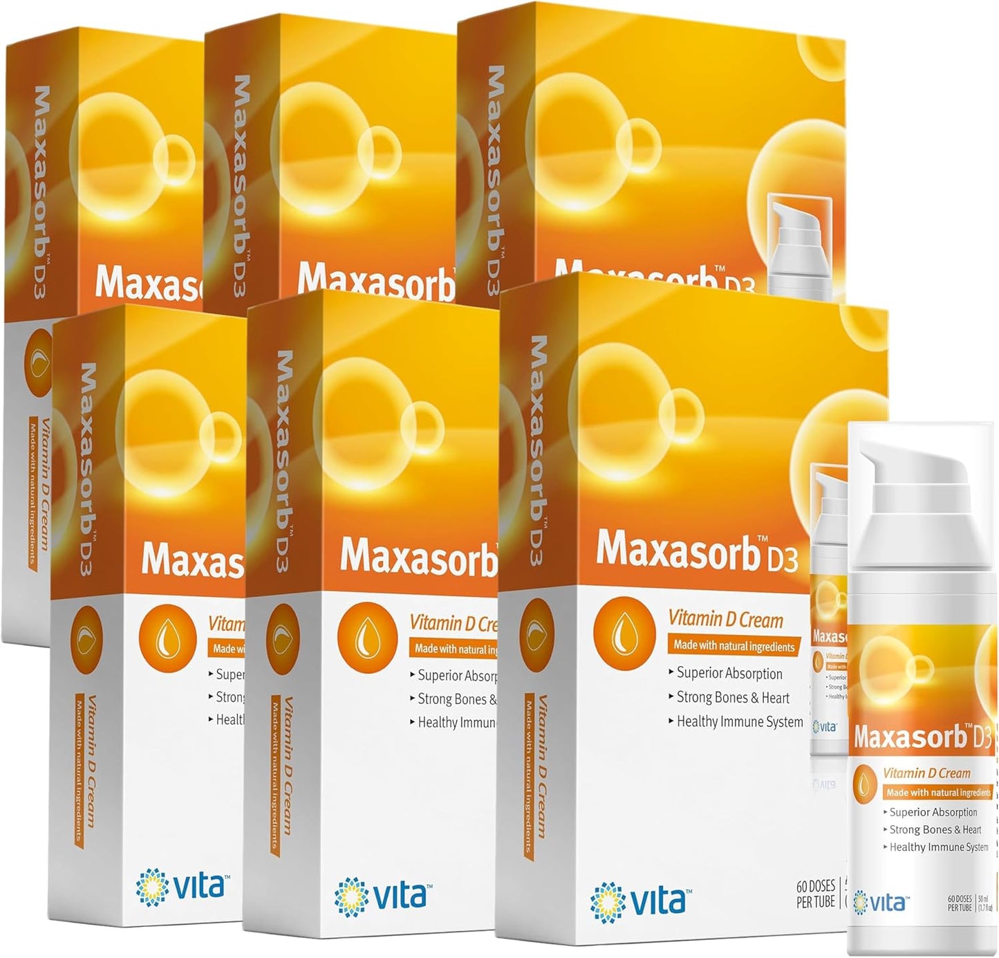 Vita Sciences Vitamin D3 Cream for Face and Body - Topical Vitamin D Supplement, Paraben-Free, 1000 IU per Pump - görsel 1