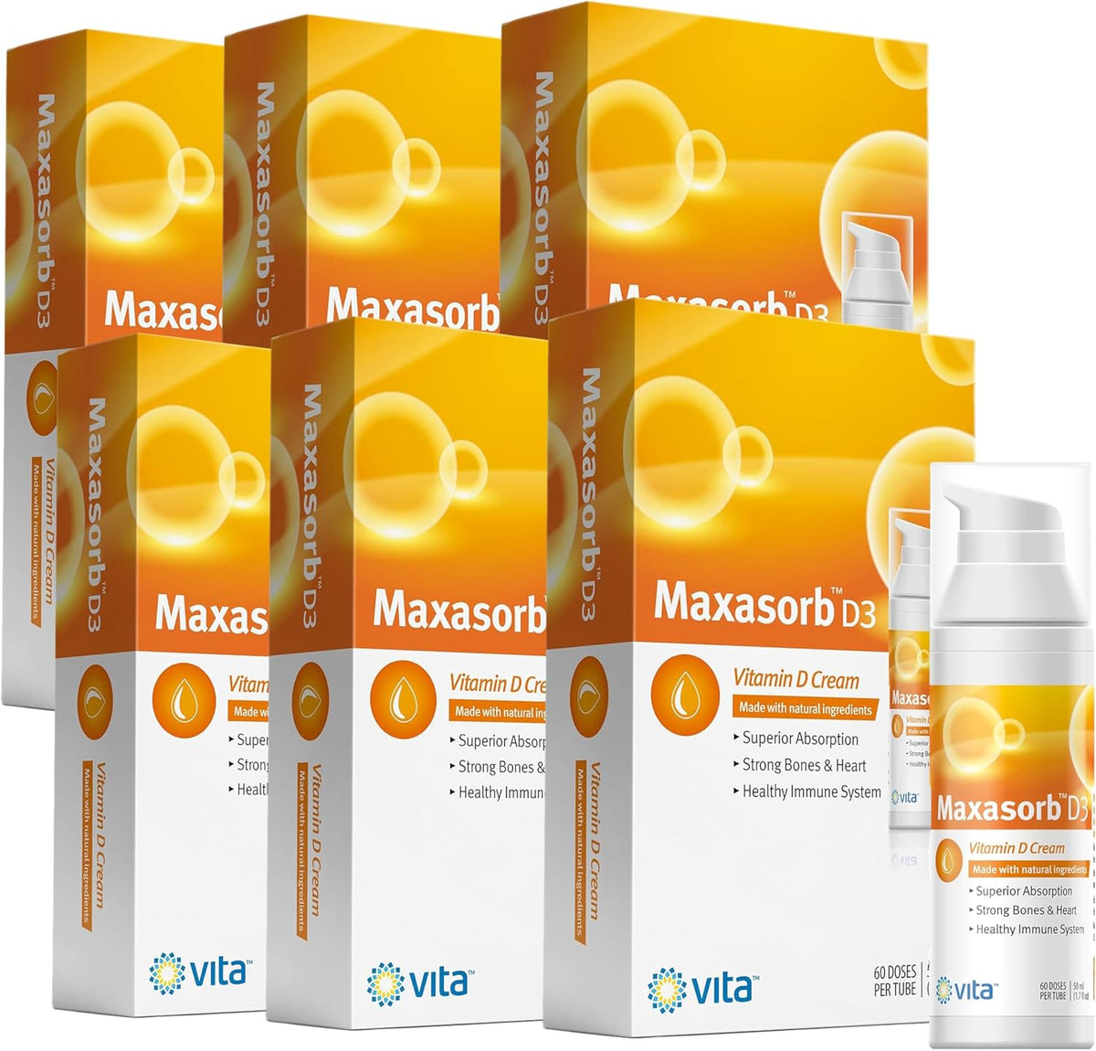 Vita Sciences Vitamin D3 Cream for Face and Body - Topical Vitamin D Supplement, Paraben-Free, 1000 IU per Pump - görsel 1