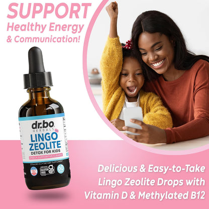 Dr. Bo Lingo Zeolite Drops for Kids with Methylated B12 and D3 - 60 ml