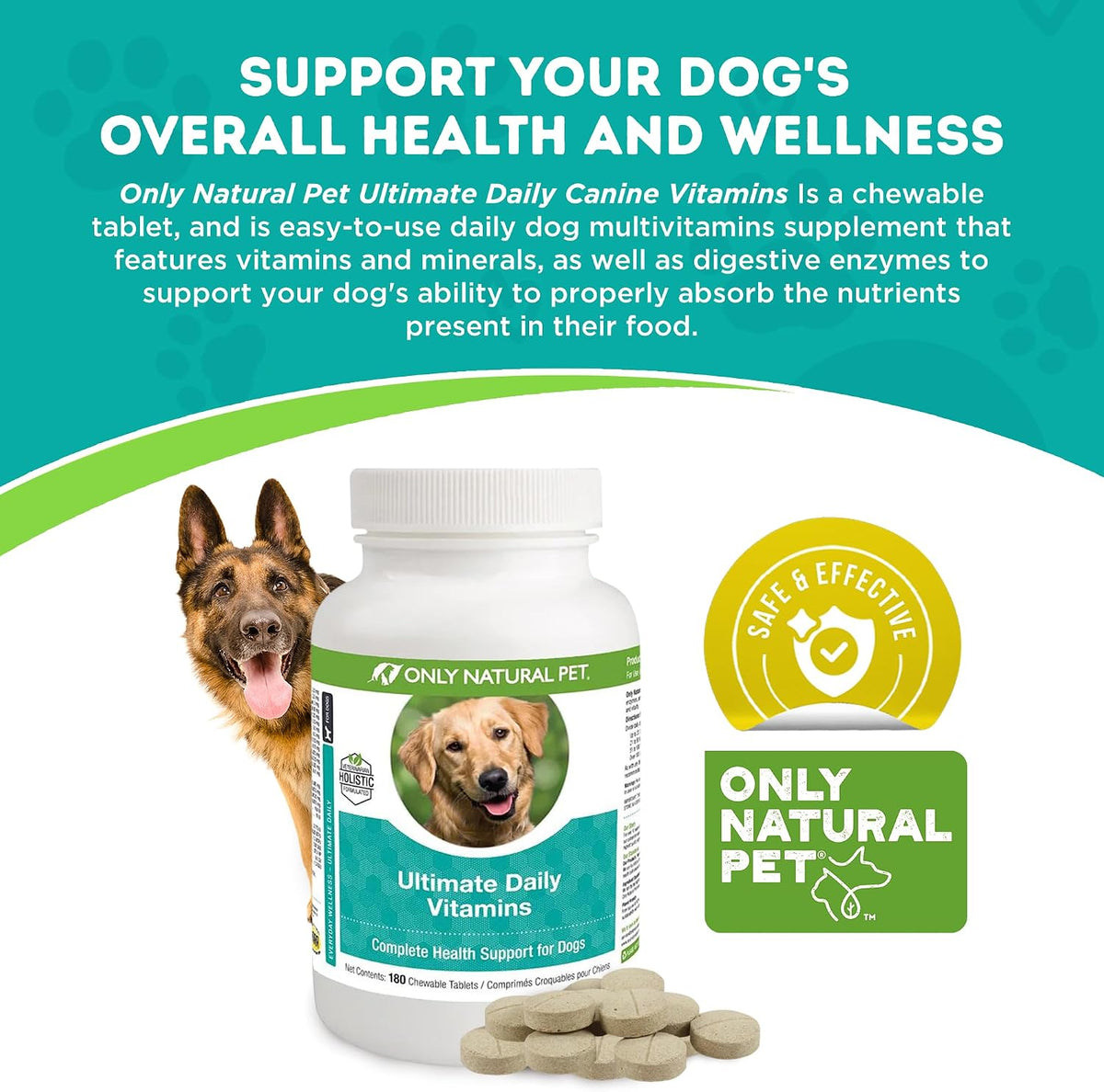 Only Natural Pet Ultimate Daily Vitamins - – Essential Vitamins & Minerals: A balanced array fortifies bones, – Image 4