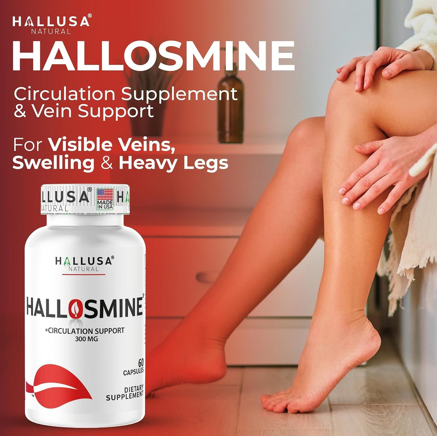 Hallusa Natural Diosmin Circulation – Vein & Circulation Support Supplement (300 mg, 60 Capsules) - görsel 3