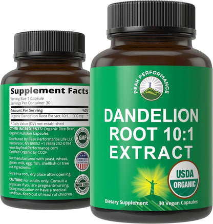 Dandelion Root Extract - USDA Organic Vegan Herbal Liquid Tincture - Immune, Liver, and Gut Health Support - Zero Sugar, Gluten-free - 60 ml