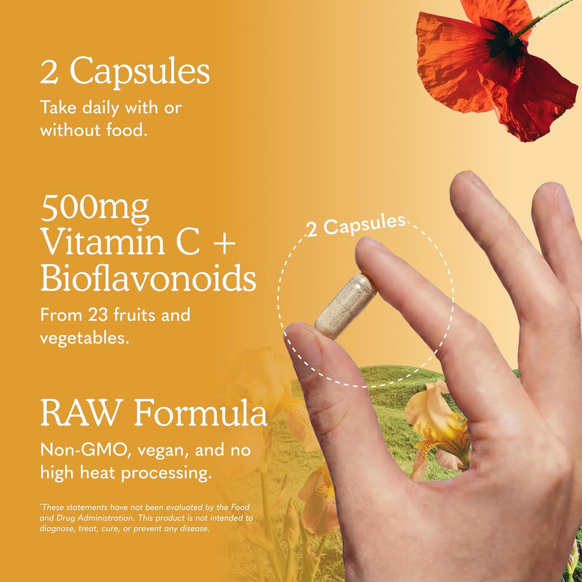 Garden of Life Vitamin Code Raw Vitamin C - 120 Capsules, 500mg Whole Food Vitamin C Capsules + Fruit & Vegetable Blend & Probiotics, Supplements for Adults, Vegan, Gluten-free - görsel 5