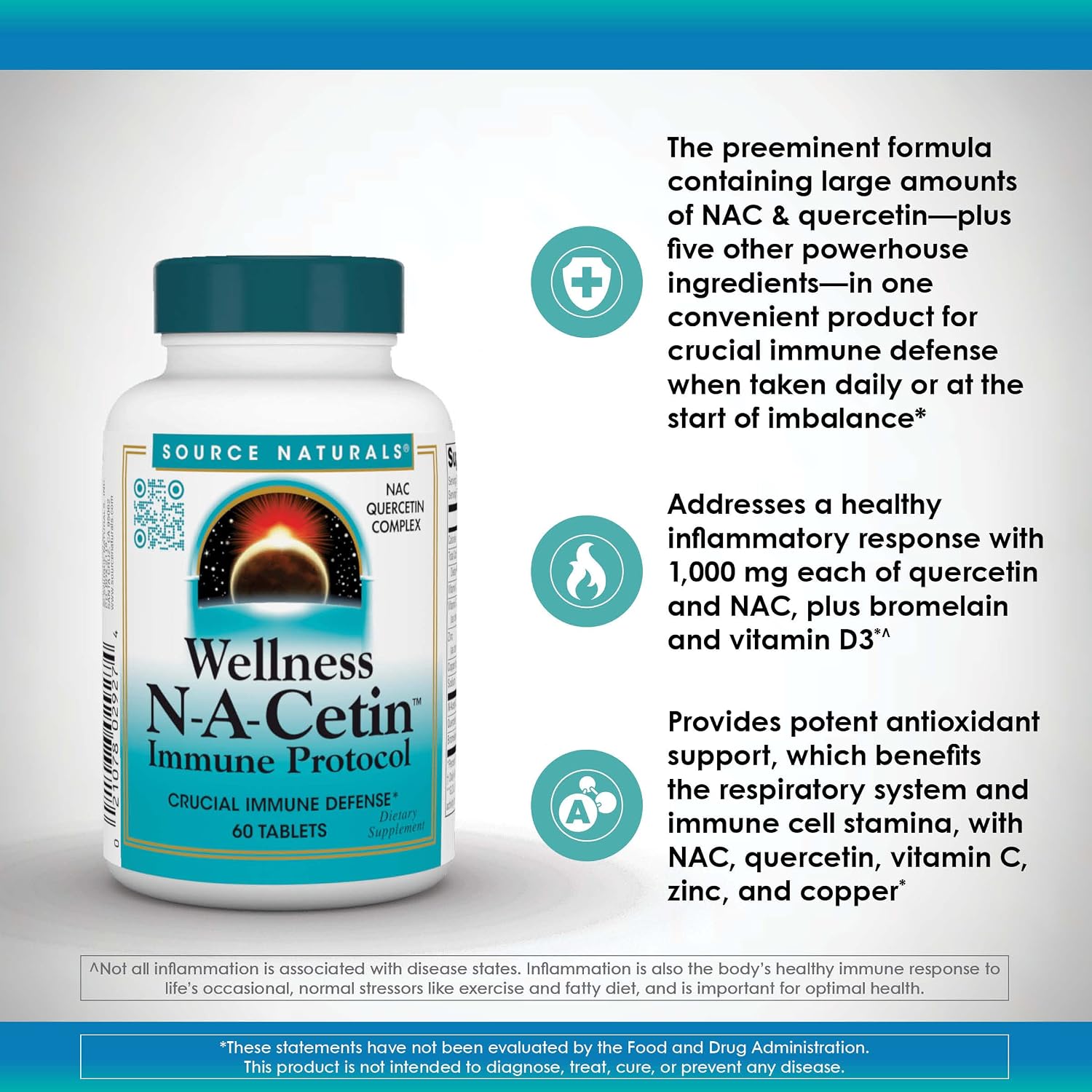 Source Naturals Wellness N-A-Cetin Immune Protocol, Crucial Immune Defence* - 60 Tablets - görsel 6