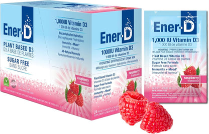 Ener-D Sugar-Free Multivitamin Drink Mix – Raspberry, 24 Sachets