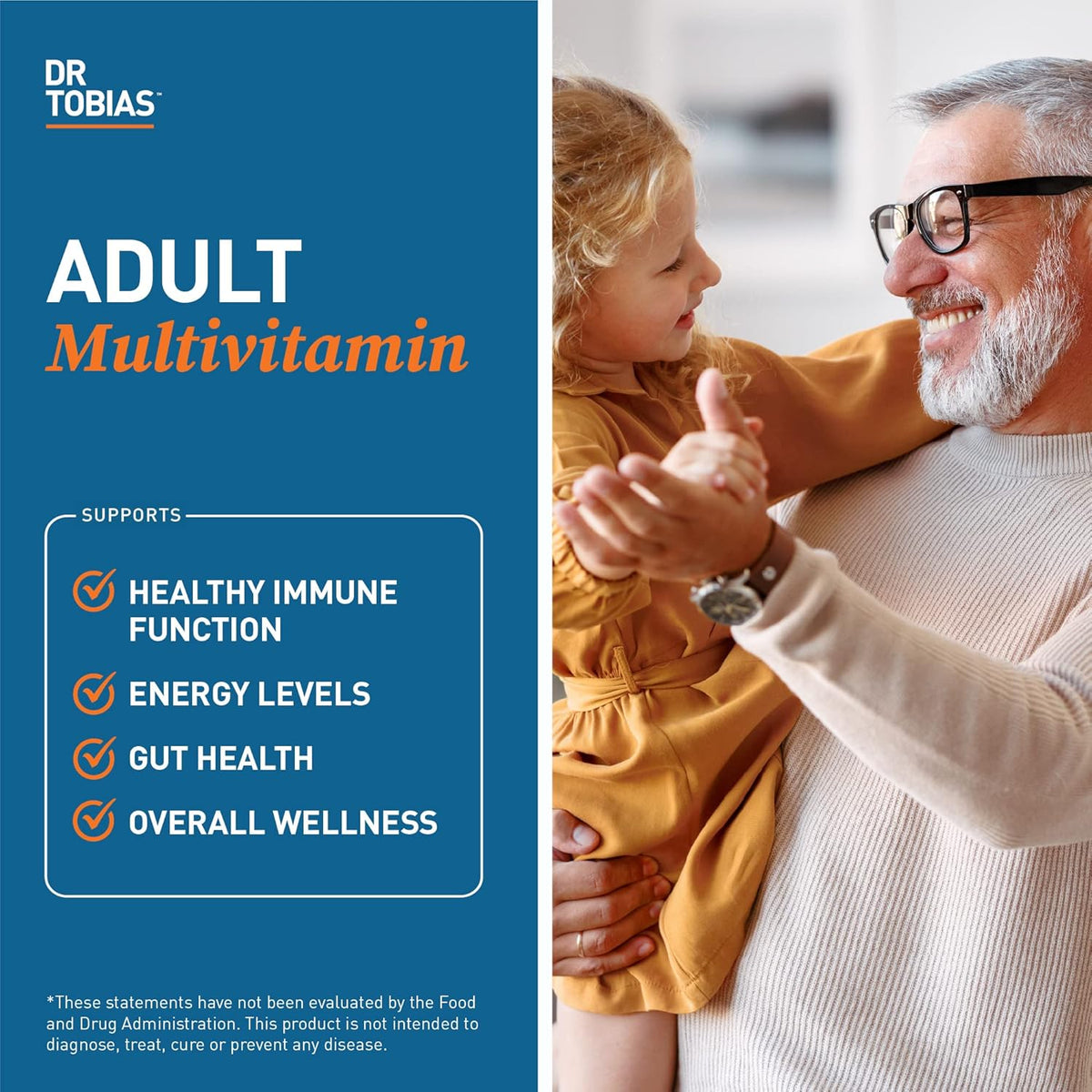 Dr. Tobias Adult Multivitamin for Women & Men – Immune Supporting Vitamins from 42 Fruits, Vegetables, Plus Probiotics, Vegan, Non-GMO (90 Tablets) - görsel 3