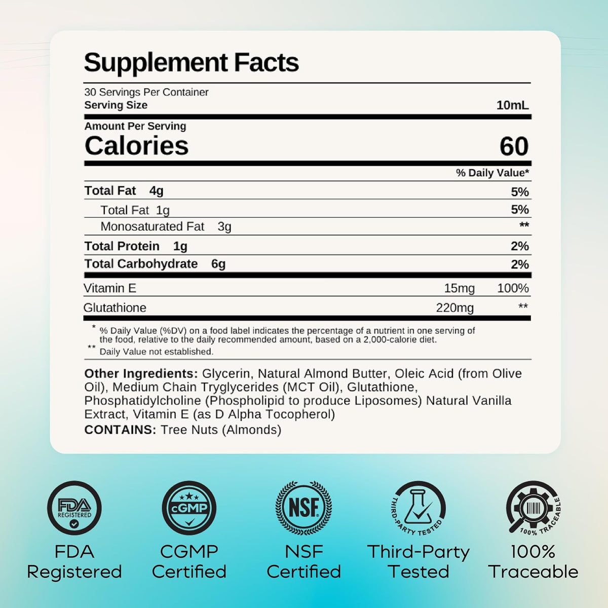 MYCL Liposomal Glutathione Food Supplement – Vanilla Almond – 30 Single-Serving Packets - görsel 9
