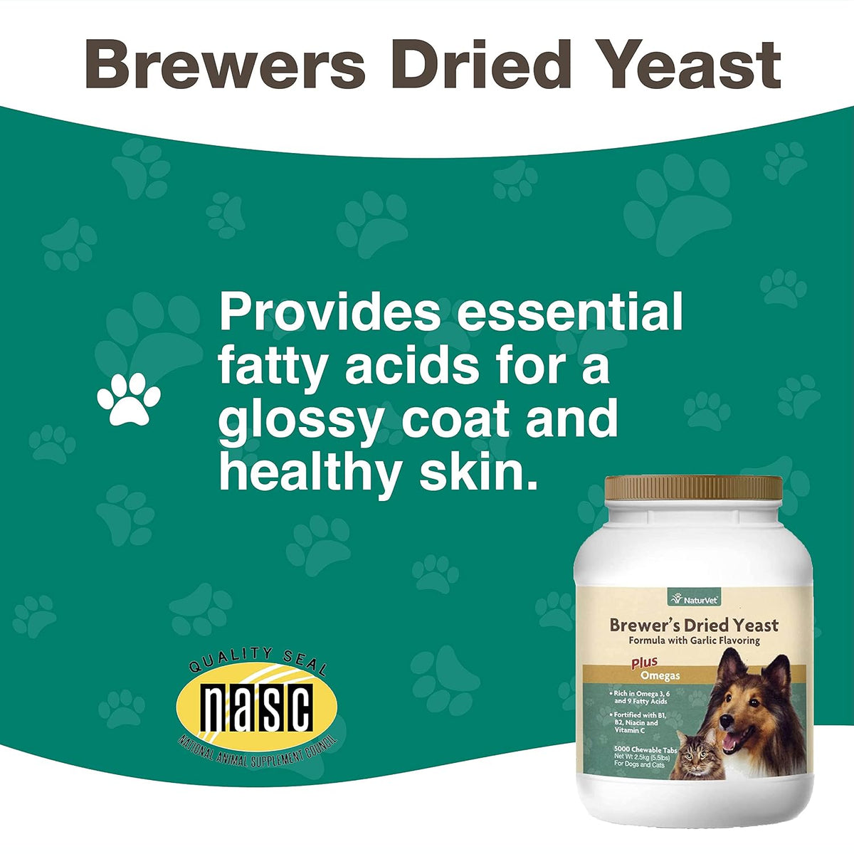 NaturVet Brewer's Dried Yeast Formula with Garlic Flavouring for Dogs & Cats, 5000 Chewable Tablets - görsel 5