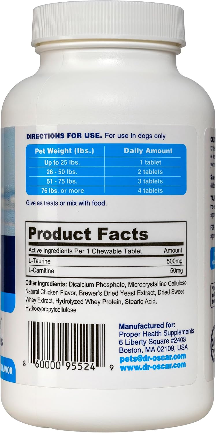 Dr. Oscar Taurine Supplement for Dogs – 120 Chewable Tablets with L-Carnitine - görsel 2