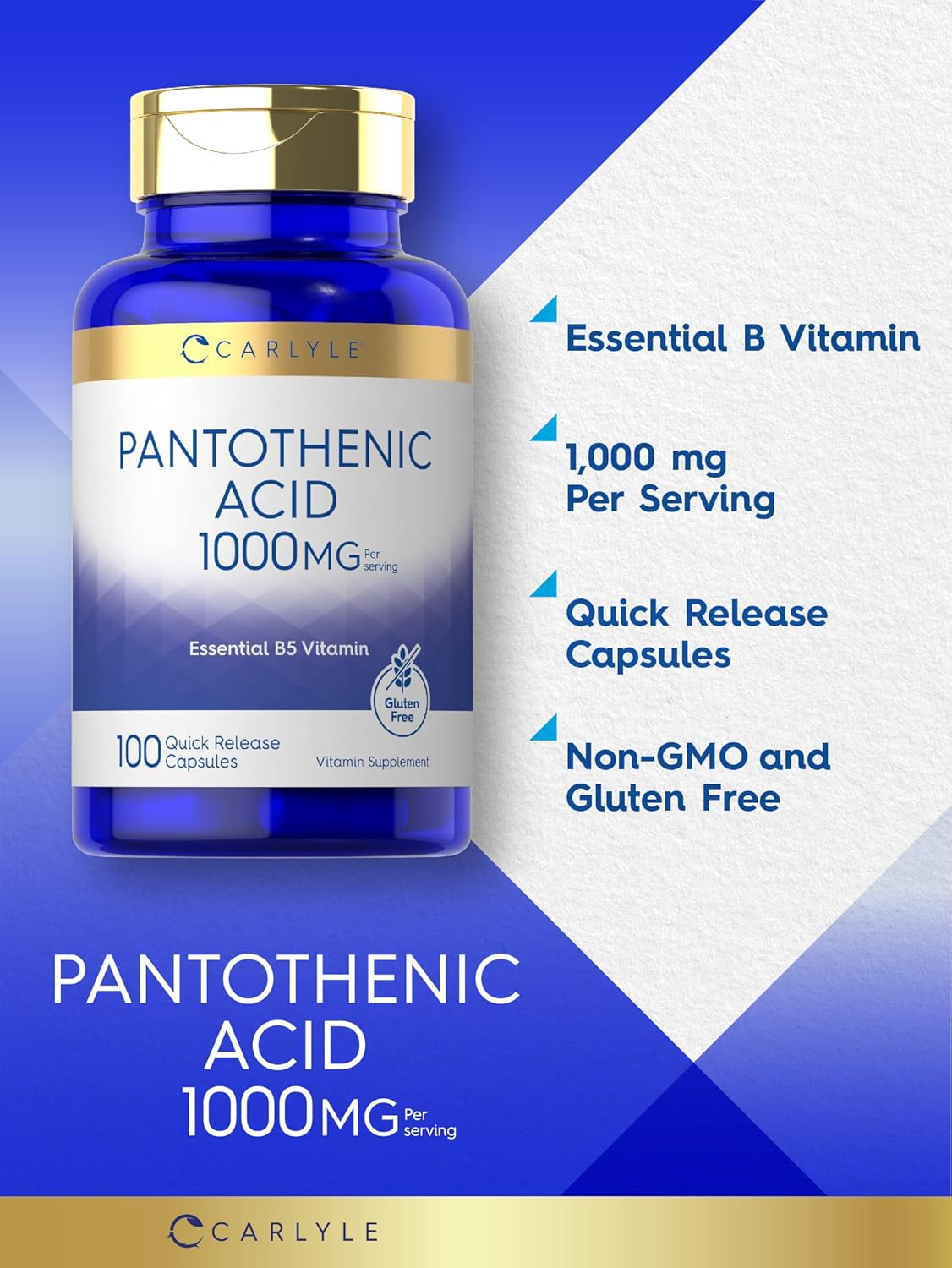 Carlyle Pantothenic Acid Vitamin B5 | 1000mg – Quality Assurance: Choose brands that test their products in-house – Image 3