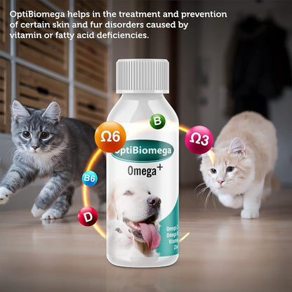 OptiBiomega Fish Oil for Dogs & Cats - Omega 3 & 6 with Zinc, 100 ml