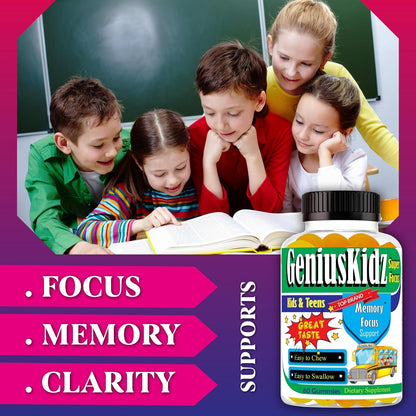 Brain Support Focus Gummies for Kids and Teens – Omega-3 DHA Supplement