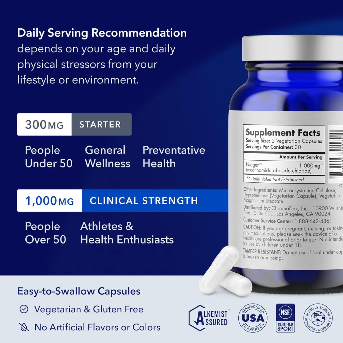 TRU NIAGEN Patented NAD+ Supplement | Nicotinamide Riboside (NR) | 30-1000mg Servings (2x500mg, Take 2 Daily) - görsel 5