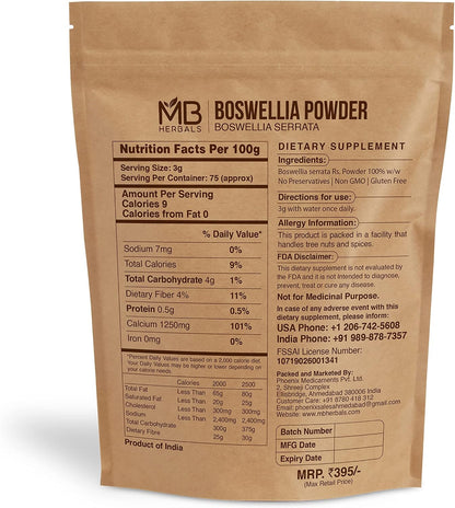 MB Herbals Boswellia serrata Powder 227g | Shallaki | Herbal Supplement
