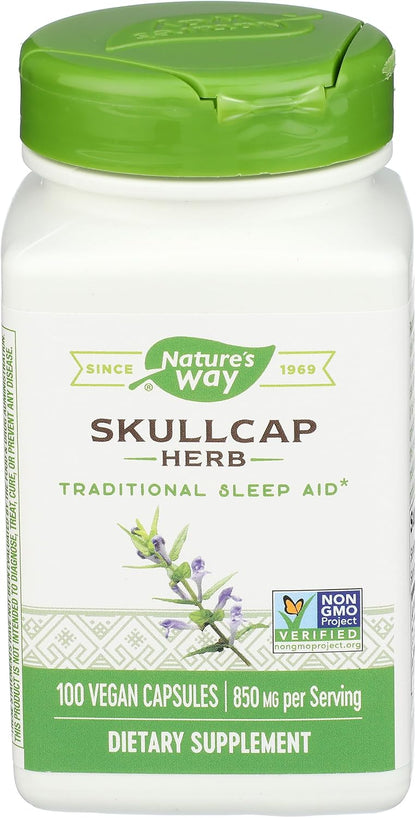 Nature's Way Skullcap Herb, 850mg per Serving, Traditional Herbal Sleep Support, 100 Vegan Capsules (Gluten Free)