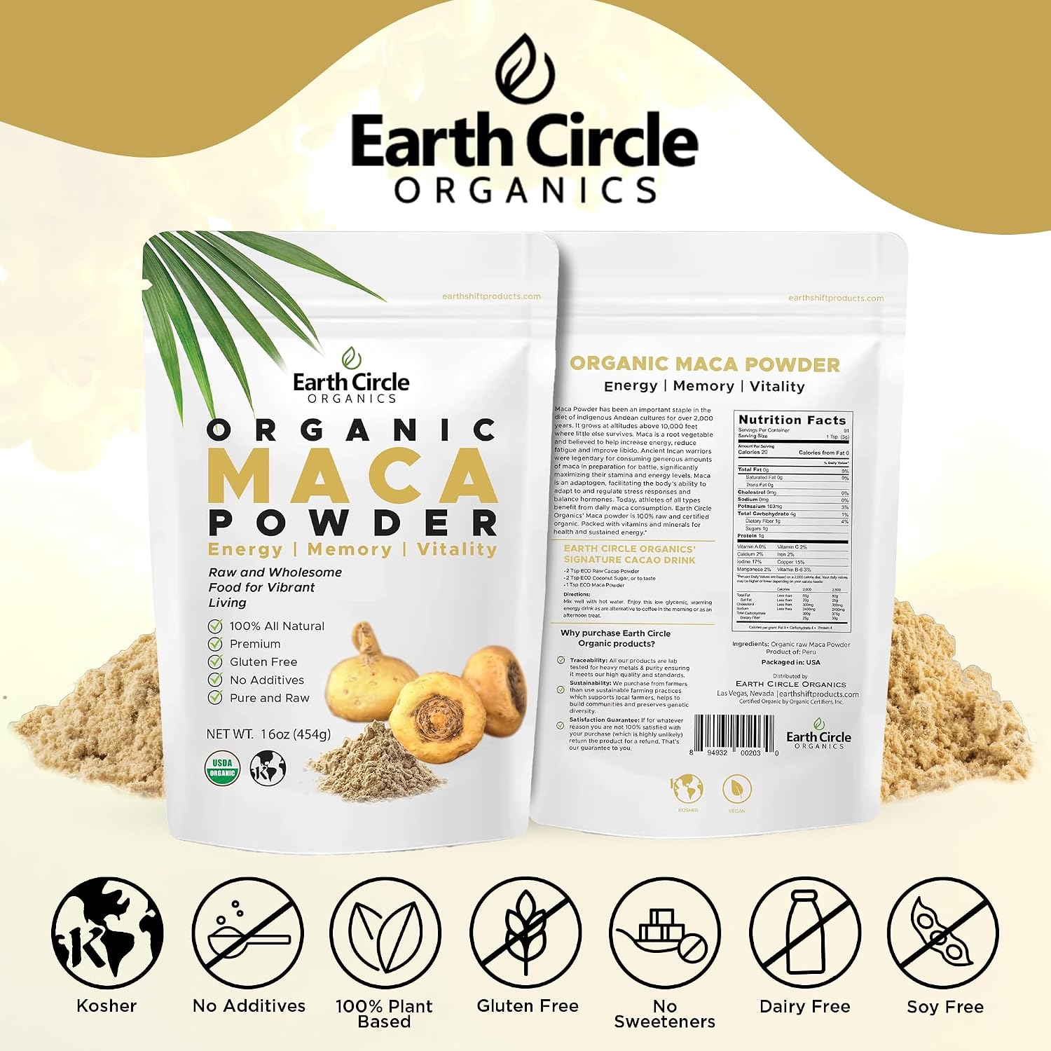Organic Yellow Maca Root Powder - Natural Superfood, 454g - görsel 7