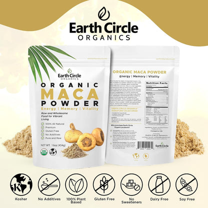 Earth Circle Organics Yellow Maca Root Powder – Raw, Vegan, Gluten-Free Superfood (3 lb / 1.36 kg)
