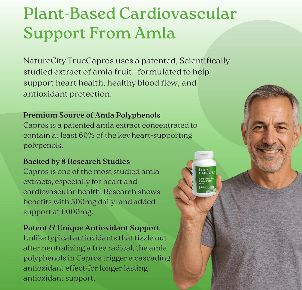 True-Capros Amla Fruit Extract Supplement – Polyphenol Antioxidant for Cardiovascular Support (30 Vegan Capsules) - görsel 4