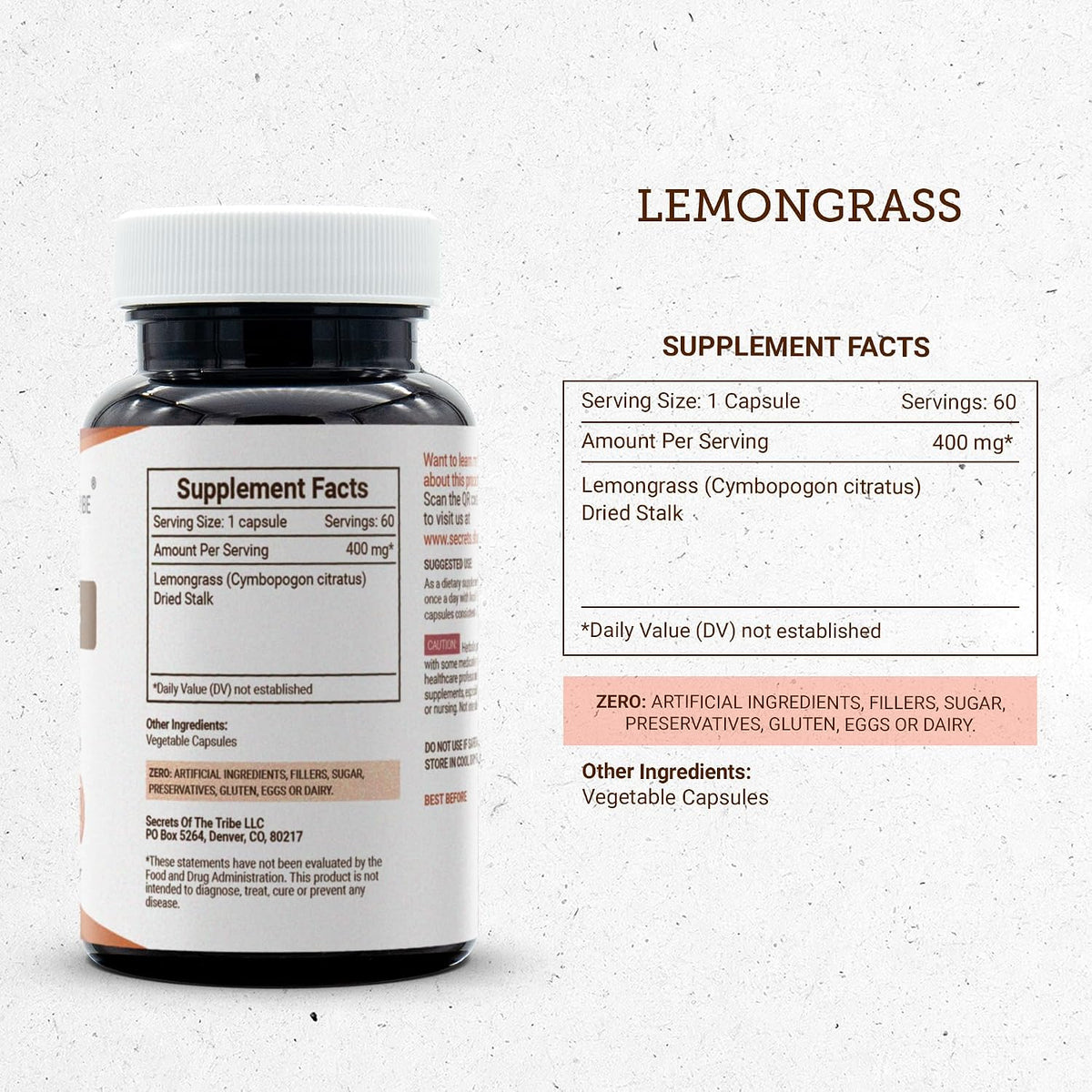 Secrets of the Tribe Lemongrass 60 Capsules, 800 mg - görsel 3